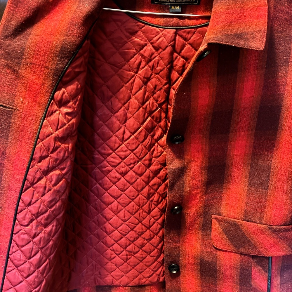 Pendleton-Red Plaid Wool Pea Coat - image 5